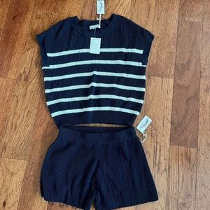 Navy Striped Knit Shorts Set by Jessica Simpson NWT